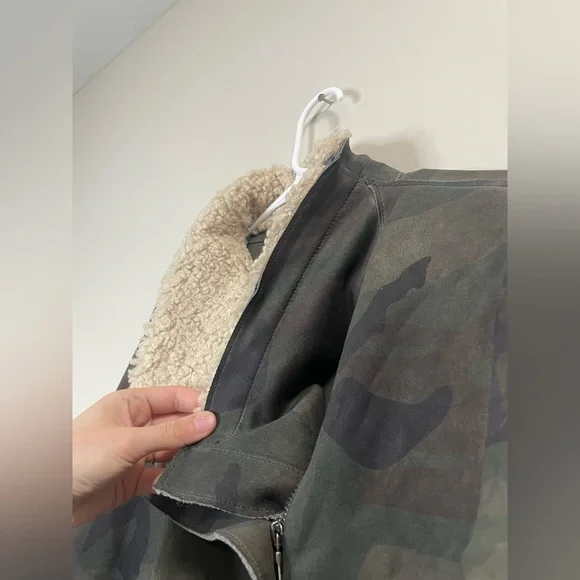 Anthropologie Marrakech Camo Sherpa Collar Moto Jacket - Picture 6 of 11